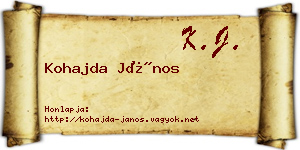 Kohajda János névjegykártya